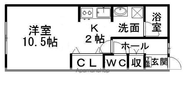 ハイツS3(1K/2階)の間取り写真