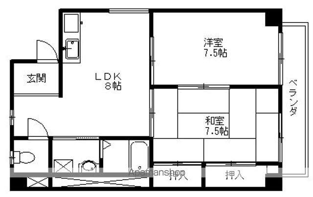 あきらビル(2DK/3階)の間取り写真