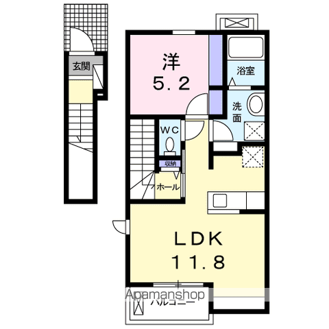 グラン ベルジュ C(1LDK/2階)の間取り写真