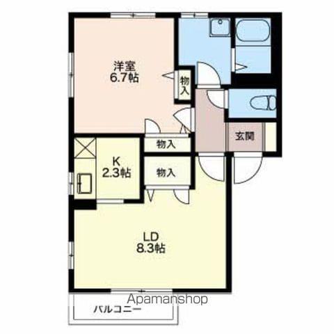 フォンティーヌ・サワⅡ・Ⅲ(1LDK/1階)の間取り写真