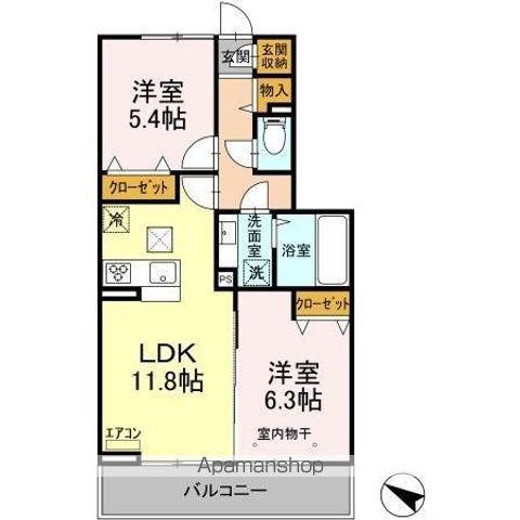 レジデンスヒルトップⅨ(2LDK/1階)の間取り写真