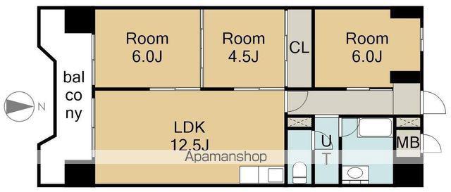 オーロラビル(3LDK/3階)の間取り写真