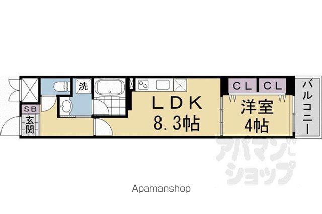 ベラジオ雅び北野白梅町(1LDK/1階)の間取り写真