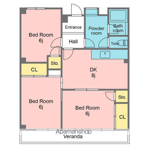 アクティ津田(3DK/3階)の間取り写真