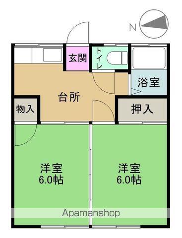 ハッピーフィールド(2K/1階)の間取り写真