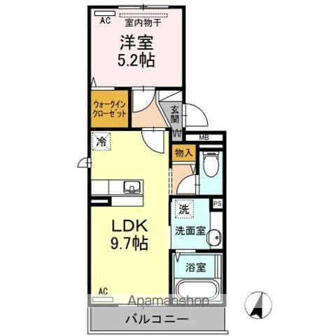 シャンス16(1LDK/2階)の間取り写真