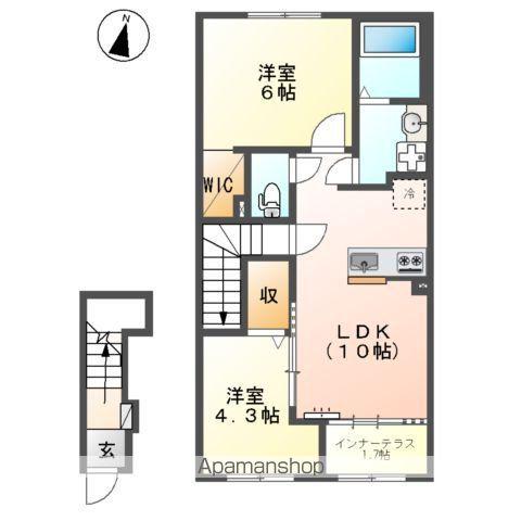 ベル・ドゥ・ジャルダン(2LDK/2階)の間取り写真