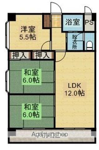 サンルーム90(3LDK/1階)の間取り写真