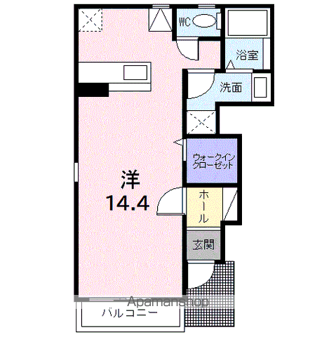 アンソレイエ(ワンルーム/1階)の間取り写真