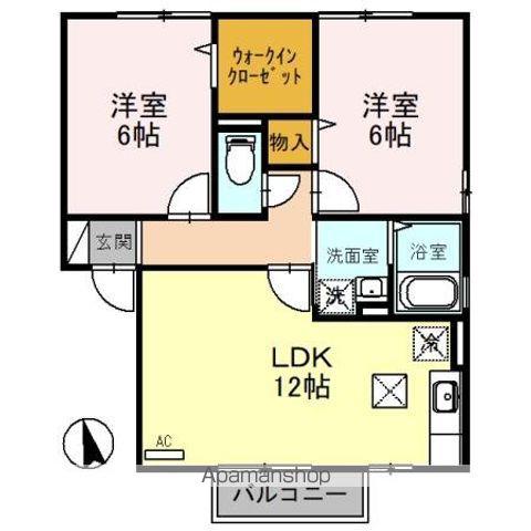 アウグーリオB棟(2LDK/1階)の間取り写真