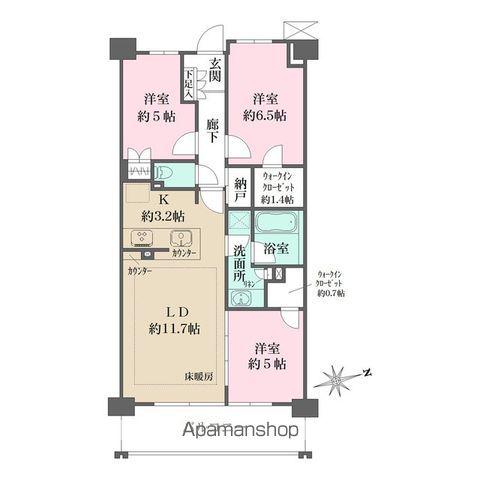 ザ・パークハウス花小金井ガーデンⅡ街区(3LDK/6階)の間取り写真