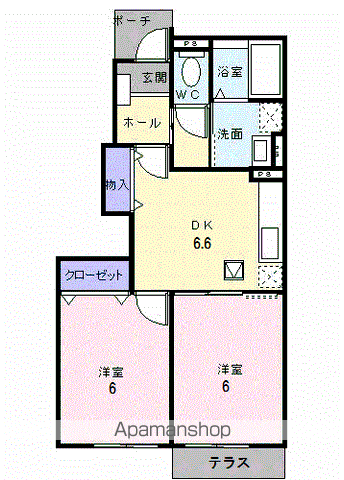 グレースなごみB(2DK/1階)の間取り写真