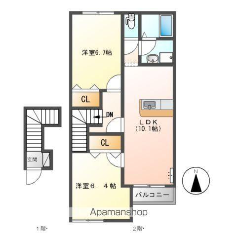 シャンピア(2LDK/2階)の間取り写真