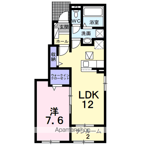 アヴニール ラディユ Ⅲ(1LDK/1階)の間取り写真