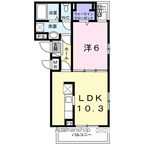 ジェルメ(1LDK/3階)の間取り写真