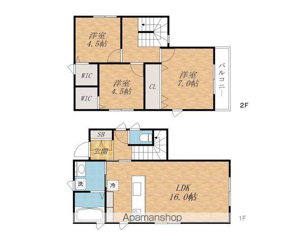 東海道本線 石山駅 徒歩15分 2階建 築3年(3LDK)の間取り写真