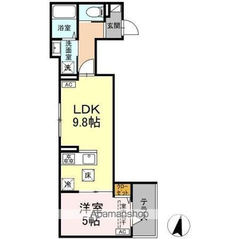 セレスティア大島(1LDK/1階)の間取り写真