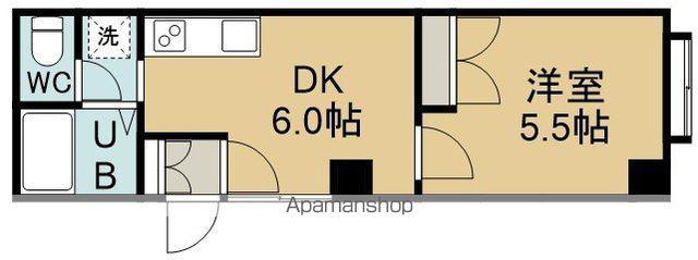 ハイツワン(1DK/1階)の間取り写真