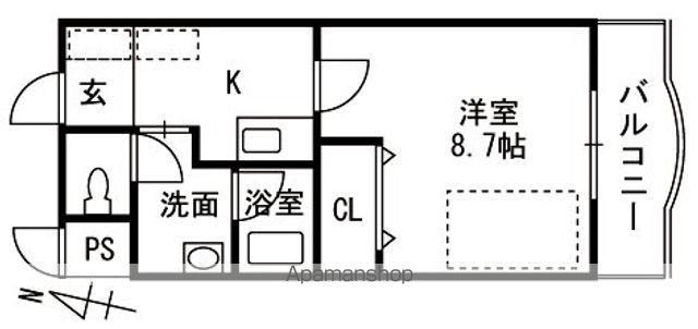 テルマ・オリゾンⅡ(1K/1階)の間取り写真