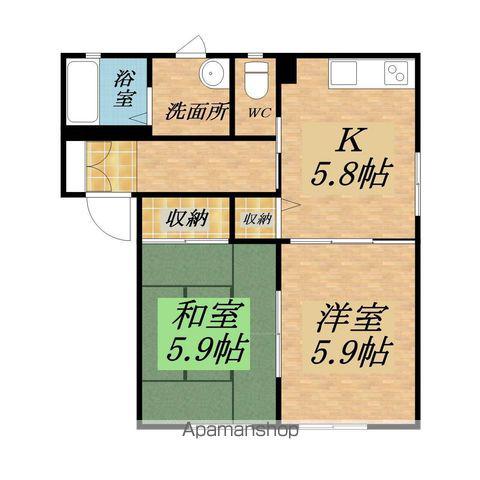 ニューシティハイツⅡ(2K/2階)の間取り写真