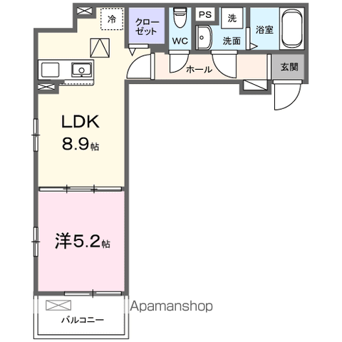 フォルトゥーナ(1LDK/1階)の間取り写真