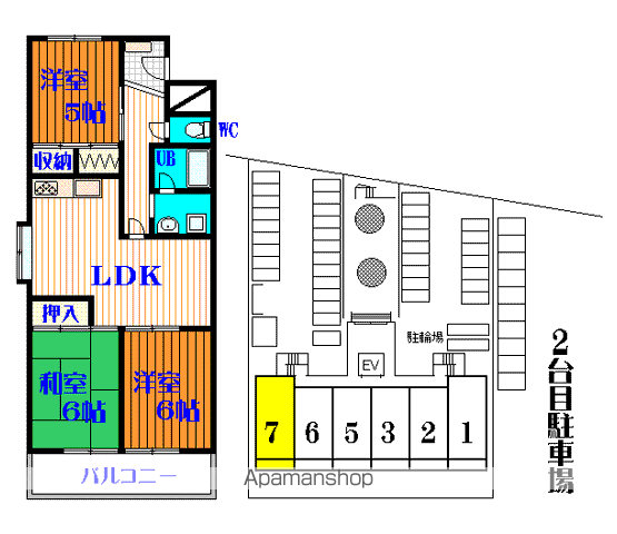 第2サンパレス国分(3LDK/2階)の間取り写真