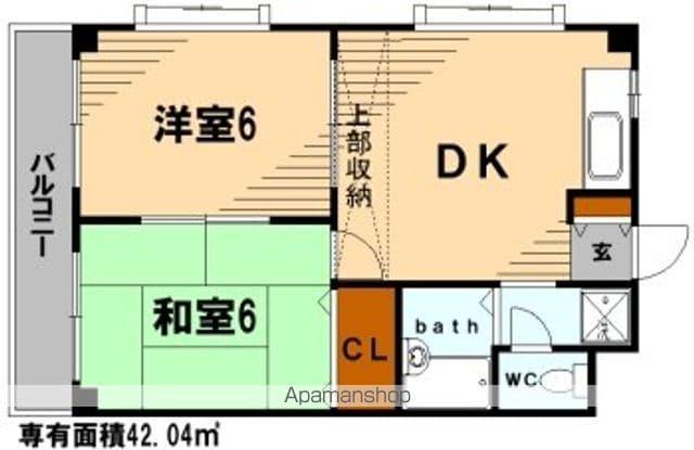 ヴィラ東台(2DK/4階)の間取り写真