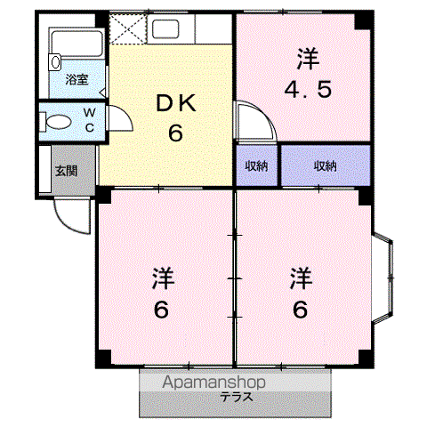 シティハイツクリスタル(3DK/1階)の間取り写真