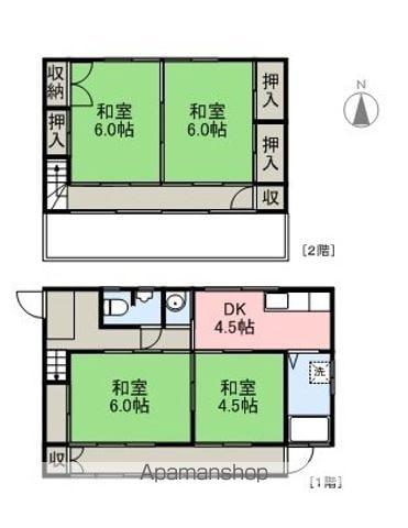 とさでん交通後免線 文珠通駅 徒歩45分 2階建 築62年(4K)の間取り写真