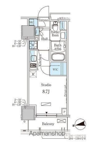 パークアクシス赤塚(ワンルーム/11階)の間取り写真