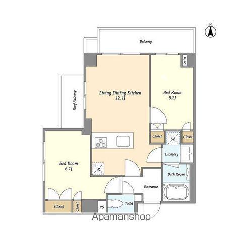 ディームス横濱神之木台(2LDK/4階)の間取り写真