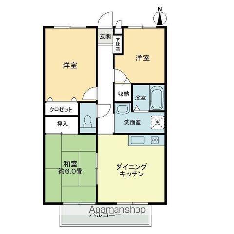 フォブール木太B(3DK/1階)の間取り写真