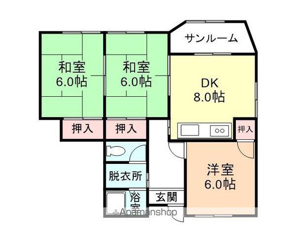 コーポ青島(3DK/1階)の間取り写真