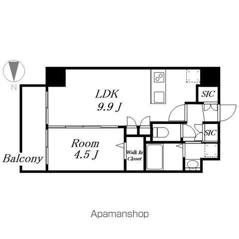 プレイズシード名古屋亀島(1LDK/8階)の間取り写真