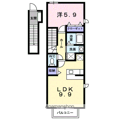 ポポラーレ(1LDK/2階)の間取り写真