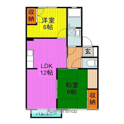 リヴィエール A棟(2LDK/1階)の間取り写真