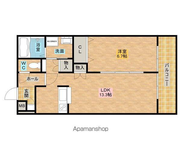 ハピネスHB(1LDK/1階)の間取り写真