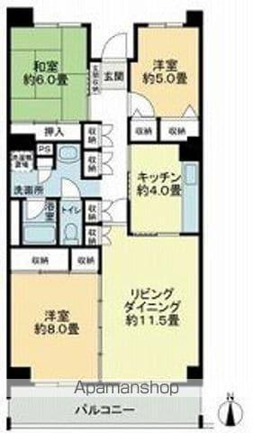 テレパレス船橋三咲A棟(3LDK/2階)の間取り写真