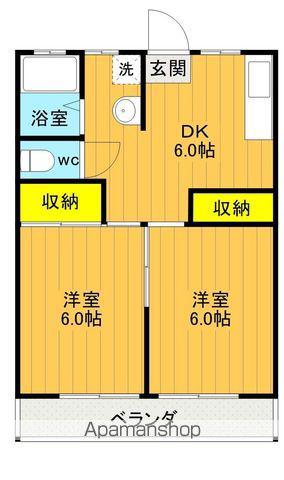 みずいろハイツ(2DK/1階)の間取り写真