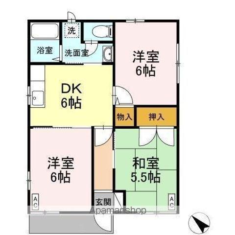 ソレアード E(3DK/1階)の間取り写真