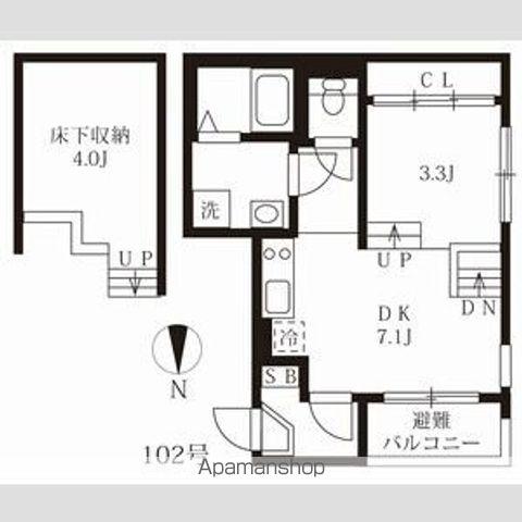 ハーモニーテラス二番Ⅵ(1DK/1階)の間取り写真