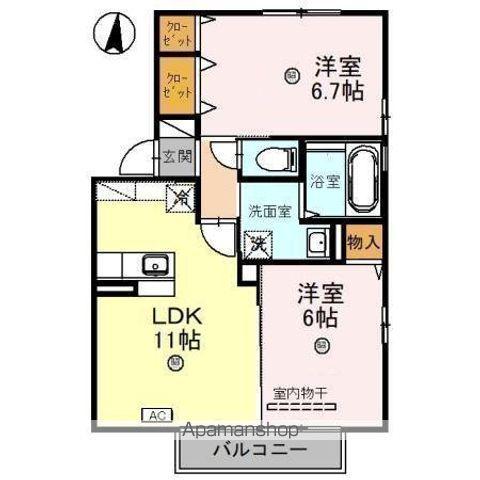 エスポワールC・K(2LDK/2階)の間取り写真