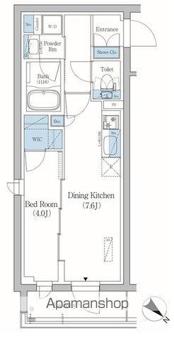 プライムブリス品川旗の台(1DK/4階)の間取り写真