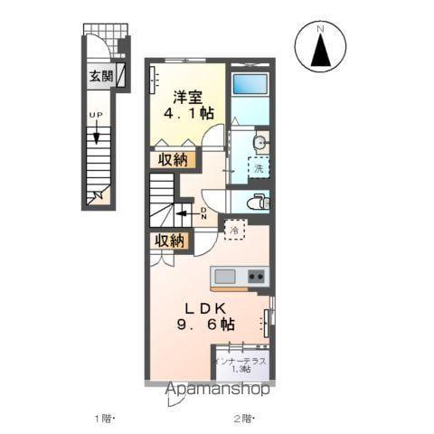 森本2丁目アパートⅡ(1LDK/2階)の間取り写真