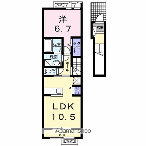 ヴィベンテ(1LDK/2階)の間取り写真
