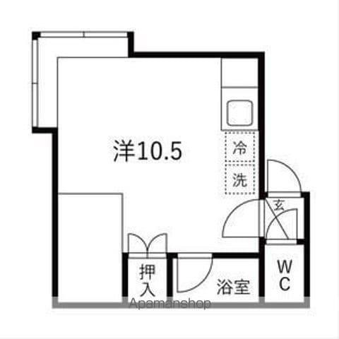 ルミエール川沿B(ワンルーム/2階)の間取り写真