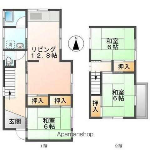 高松琴平電鉄長尾線 水田駅 徒歩7分 2階建 築42年(3LDK)の間取り写真