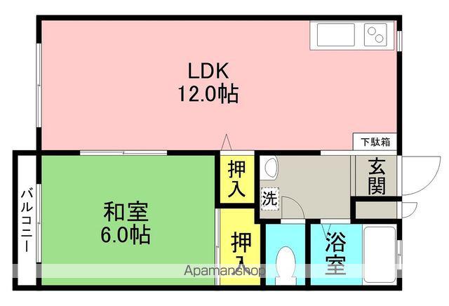 ハイツサンテルヌマB棟(1LDK/1階)の間取り写真
