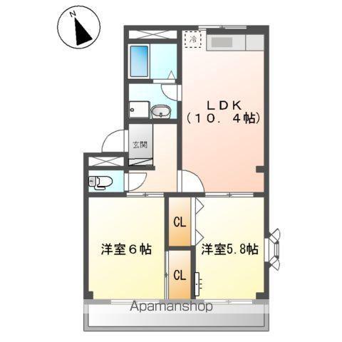 ナオティーフォー(2LDK/2階)の間取り写真