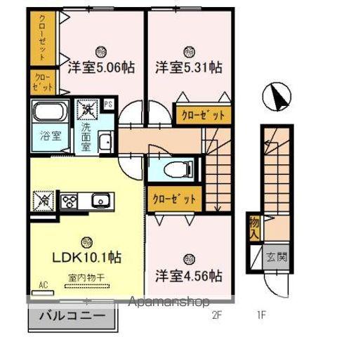 ノーブル萩(3LDK/2階)の間取り写真